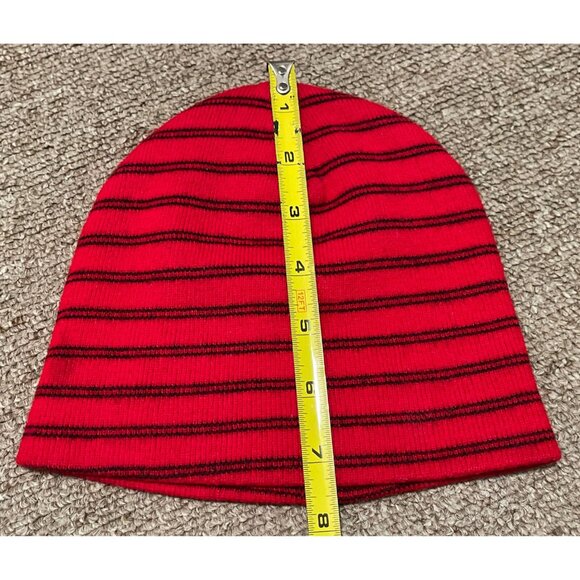 Vintage 90s Von Dutch Striped Embroidered Logo Beanie Knit Cap OSFA Red - Picture 3 of 4